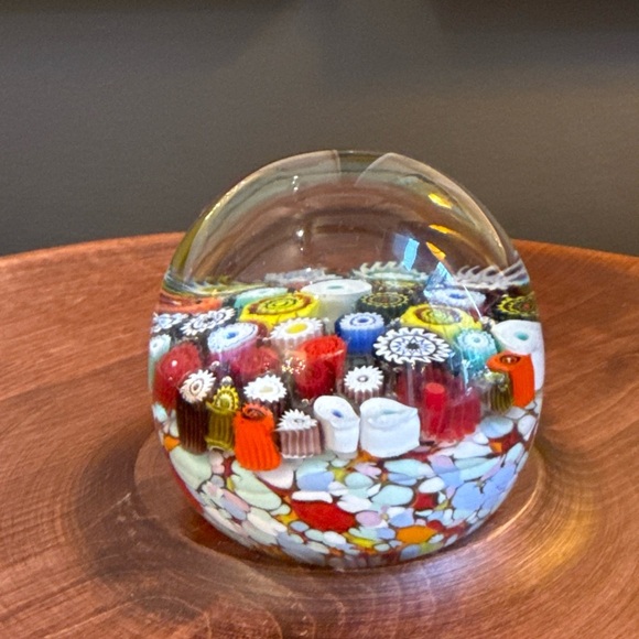 Vintage Murano Italy Millefiori Close MCM Paperweight 3” - Picture 13 of 13